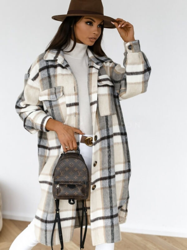 Amy™ | Women's Long Checked Coat